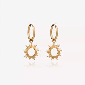 Liberty London - 22ct Gold Plated Eternal Sun Mini Hoop Earings